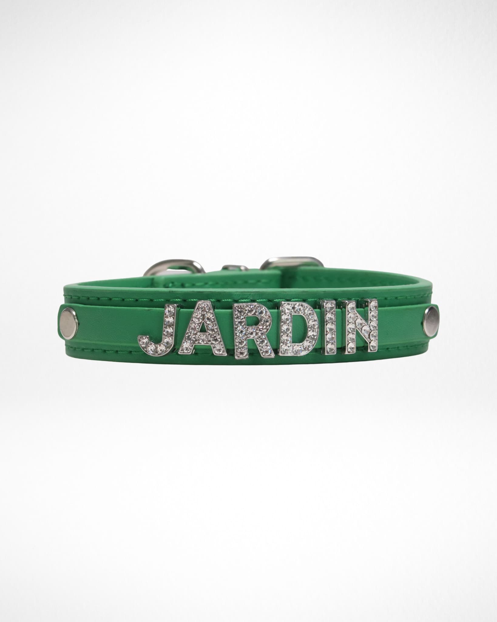 Cicada Green collar personalized with letter charms