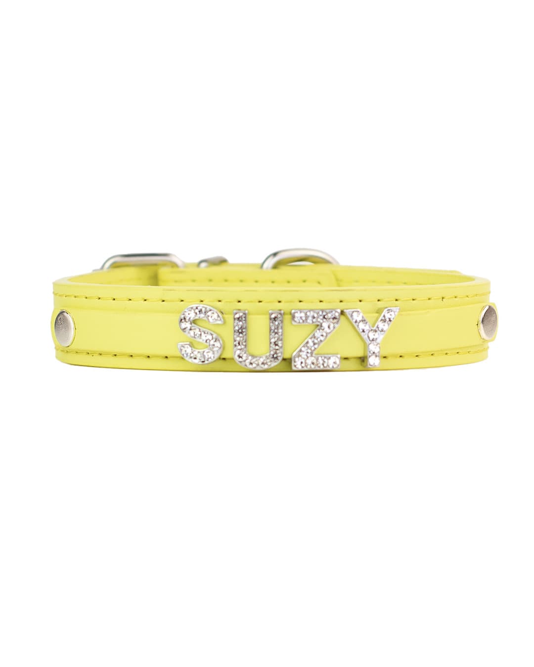 Havana Yellow-Green collar personalized with letter charms