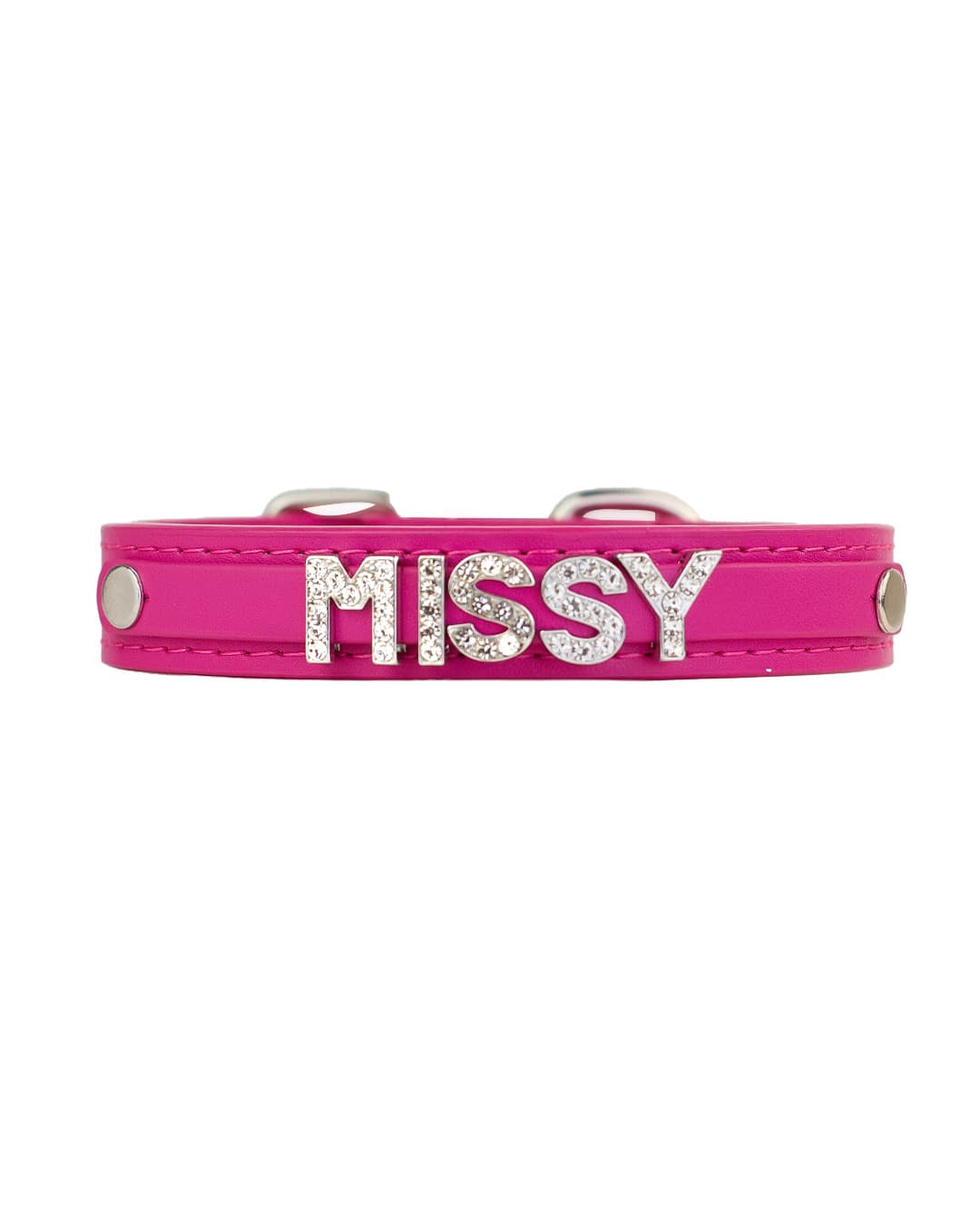 Paloma Hot Pink collar personalized with letter charms