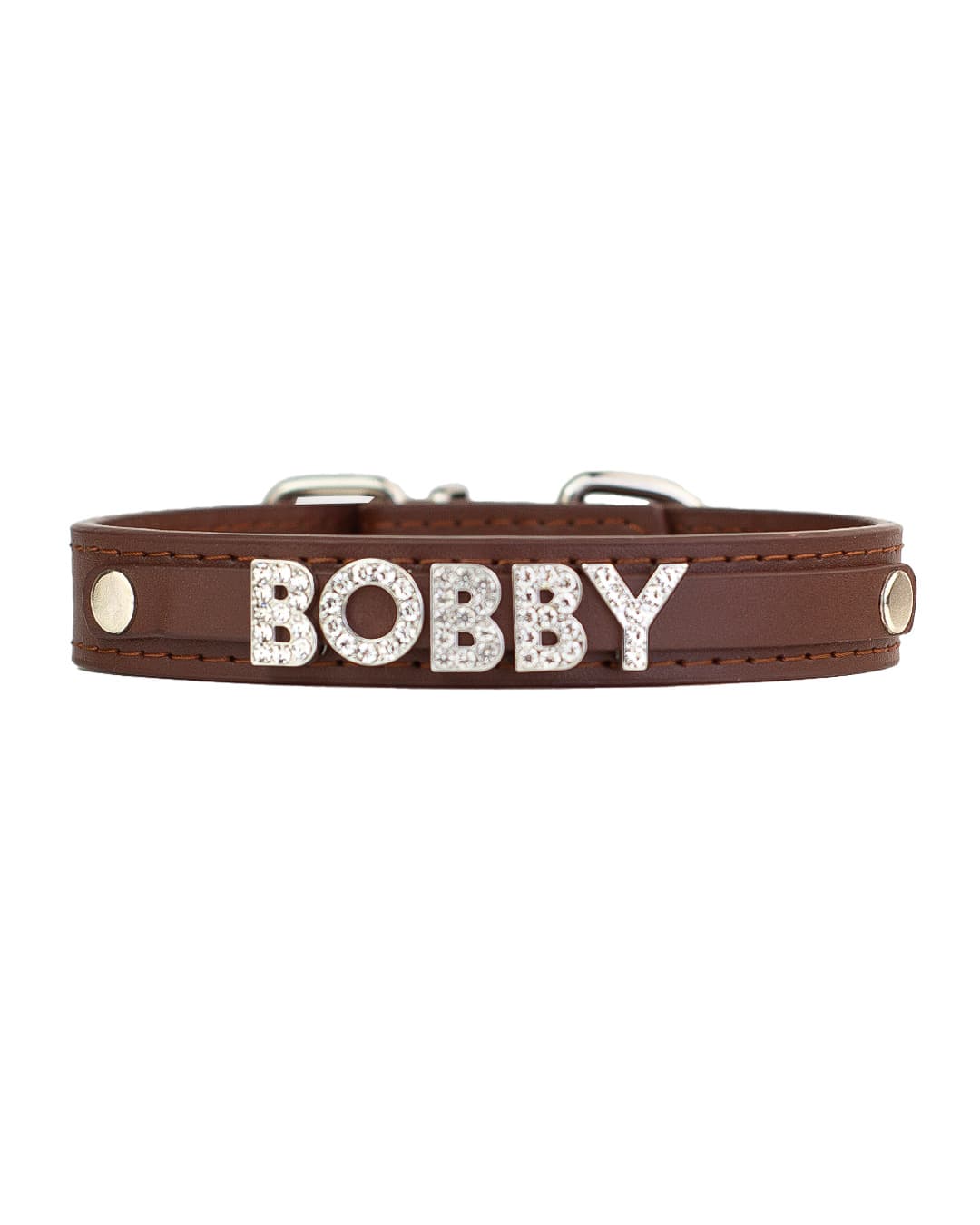 Sépia Taupe Brown collar personalized with letter charms